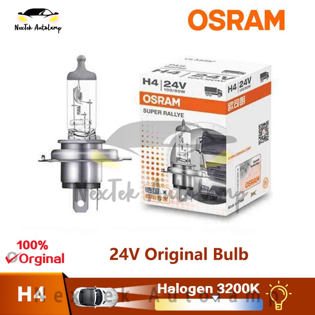 OSRAM Super Rallye H4 24V 100/90W 3200K Lâmpada original de farol halógeno padrão para carro de alta potência(1 lampada)