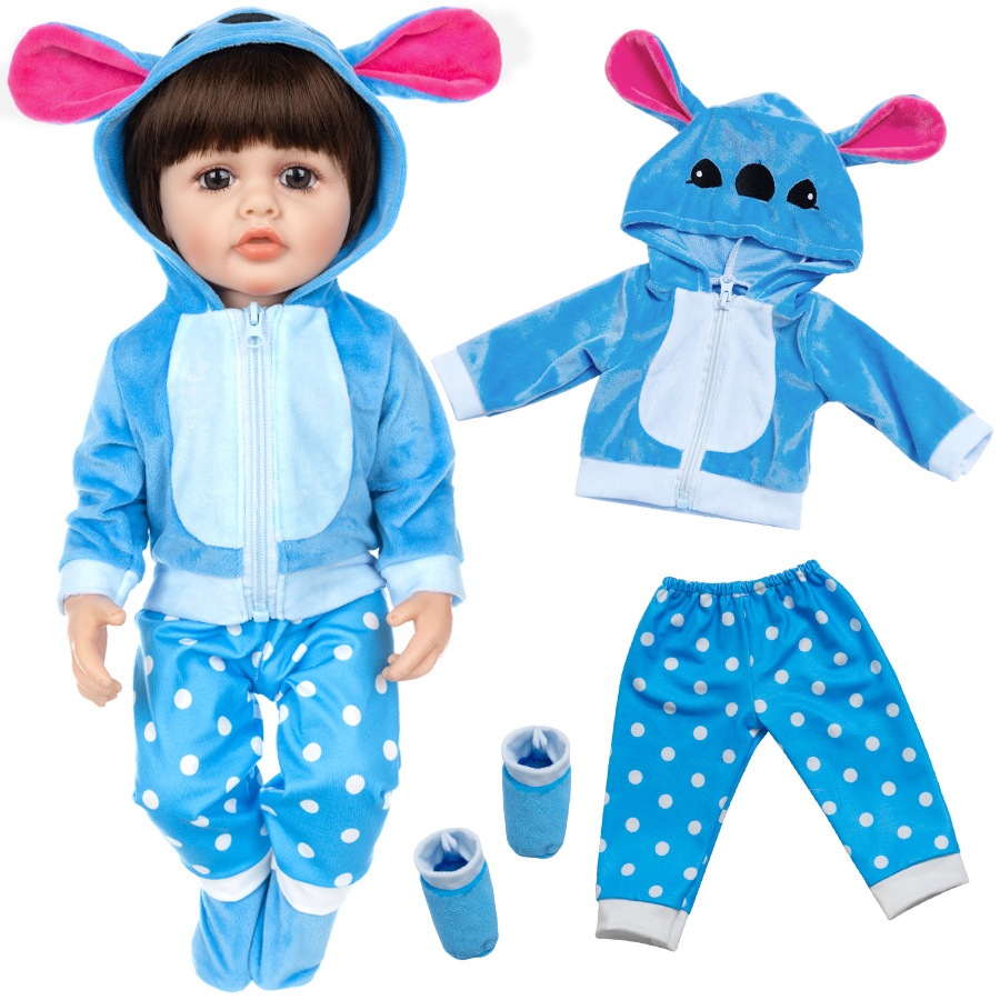 Novo Ponto 18/22 Polegada Bonecas Roupas Pijamas Siameses Com Chapéu Boneca Bebê Reborn Hoodies Macacão Crianças Anivers