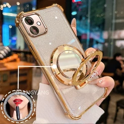 Capa Para Moto G54 G84 Quatro Cantos anti-Queda Galvanizado glitter De Telefone Com Recursos Estéticos E Suporte De Espe