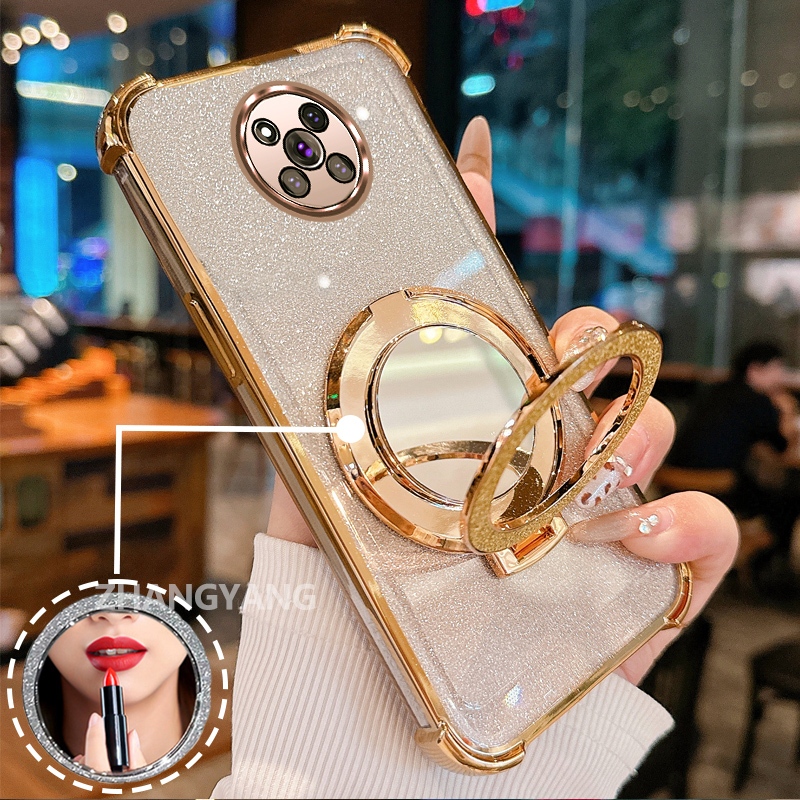 Capa Para POCO X3 NFC X3 X3 Pro De Telefone Com glitter Galvanizado anti-Queda De Quatro Cantos Recursos Estéticos E Sup