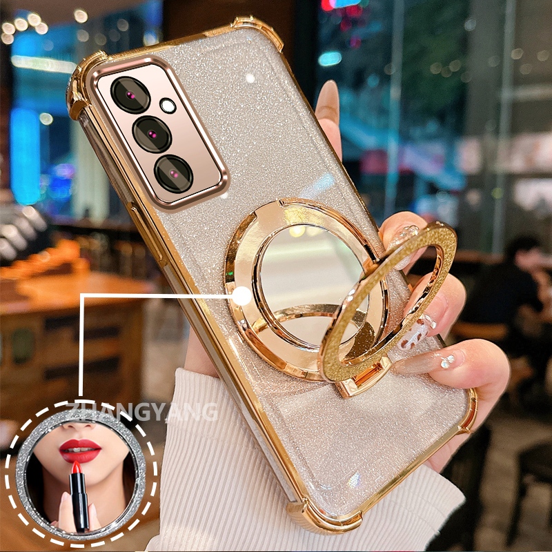Capa Para Samsung A05s Quatro Cantos anti-Queda Galvanizado glitter De Telefone Com Recursos Estéticos E Suporte De Espe
