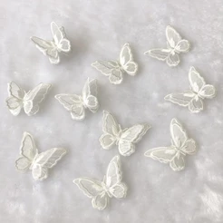 10 Peças Remendos De Borboleta De Renda De Malha De Camada Dupla Reparo De Apliques 6 * 5CM
