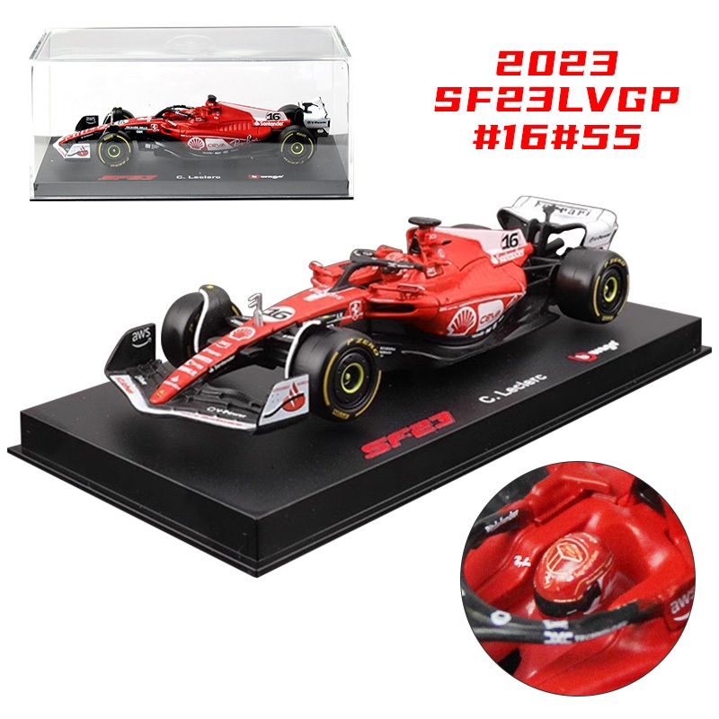 Bburago 1 : 43 2023 F1 Ferrari SF23 Las Vegas GP No.16 Charles Leclerc No.55 Carlos Sainz Fórmula Fundida Carro Modelo