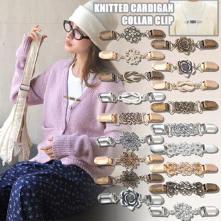 YUNYUAN Europeu E Americano Retro Xale Clipe Broche Bico De Pato Suéter Cachecol Cardigan De Malha Anti-Exposição Fixo C