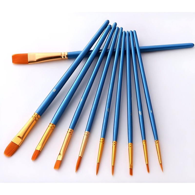 Kit com 10 Pincéis artísticos para pintura cerdas macias - Aquarela, Guache, Óleo, Acrílica em Oferta na Shopee