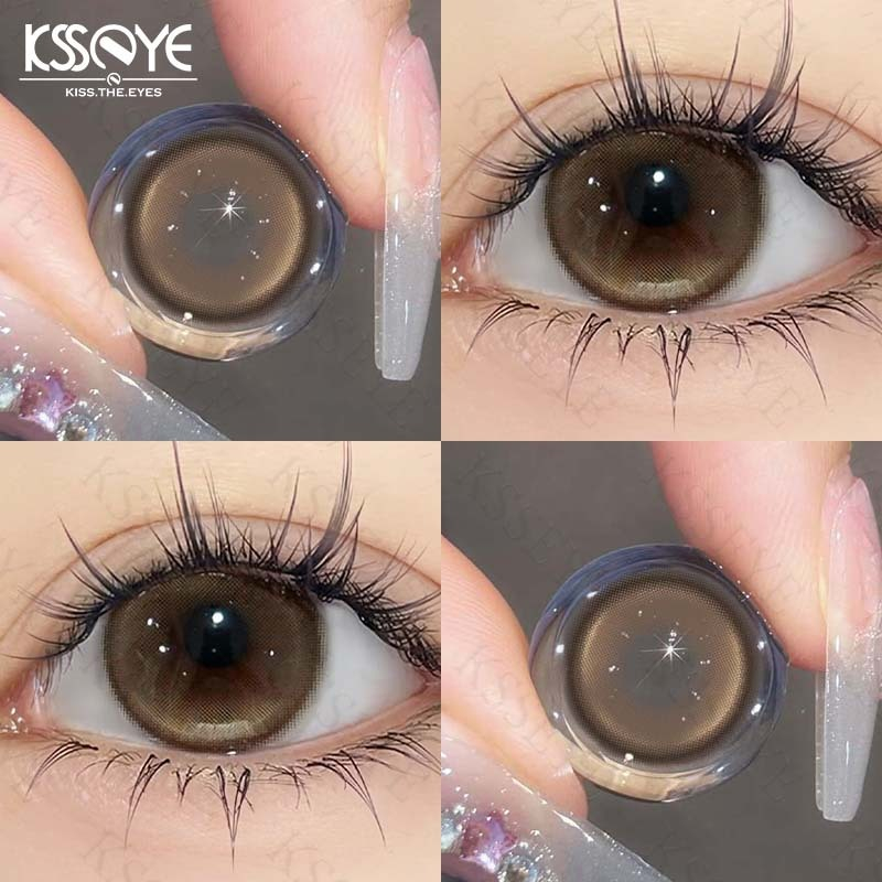 KSSEYE 1 Par (2 Peças) Lentes De Contato Para Miopia 14.2mm Lente De Chá De Leite Em Favo De Mel Marrom Fada