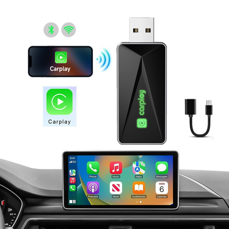 O Carro original Tem Fio À Caixa Carplay Sem Com Luzes Gradientes Coloridas Automáticas De Canal Duplo