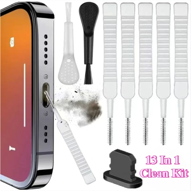 13PCS Kit De Ferramentas De Limpeza Para Remoção De Poeira Do Alto-Falante Telefone Celular Porta De Carga Dos