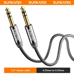 SUNKANDI Cabo De Guitarra De Instrumento De 6.35mm , 6.35mm 1/4 " Macho TRS Para Áudio Estéreo Balanceado Portátil Banha