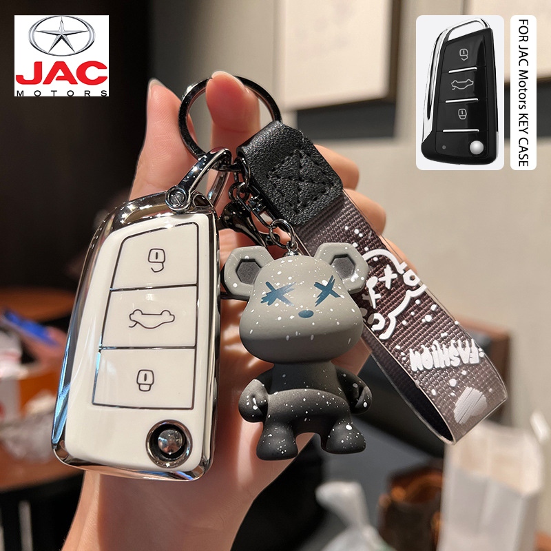 Capa Para Chave De Carro JAC Motors Adequada J3/S3 TPU Chaveiro De Urso