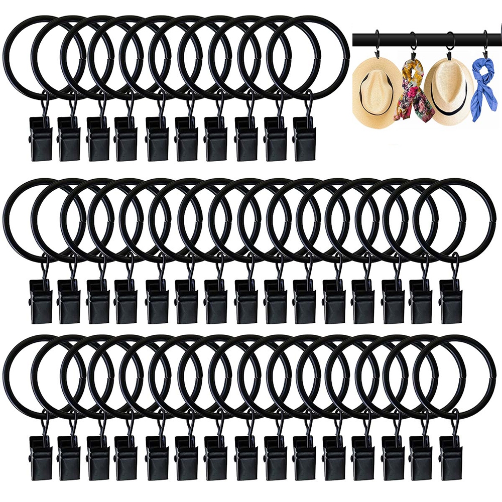 40 peças anéis de olho de cortina redonda anéis de olho de cortina de Metal com furos e clipes em Oferta na Shopee