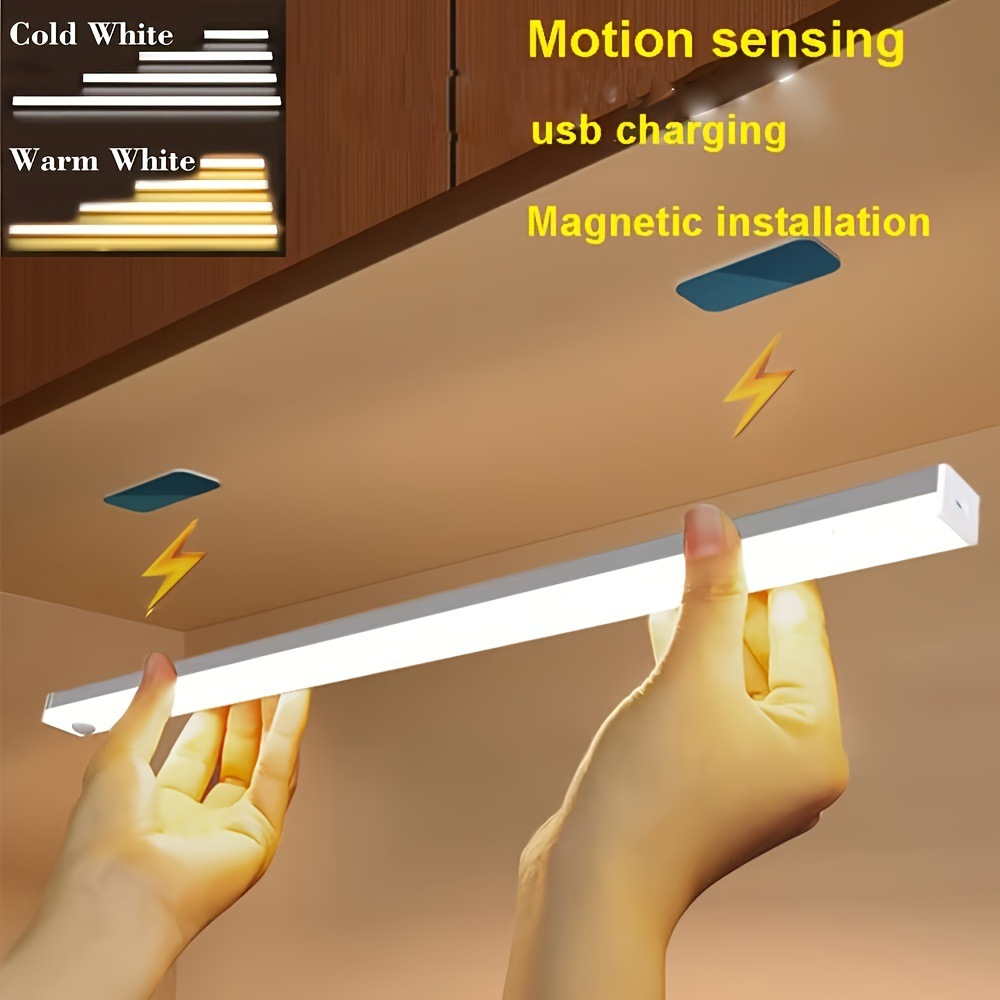 50cm Luz LED Sensor Inteligente Guarda Roupa Quarto Sem Fio Portátil Recarregável USB