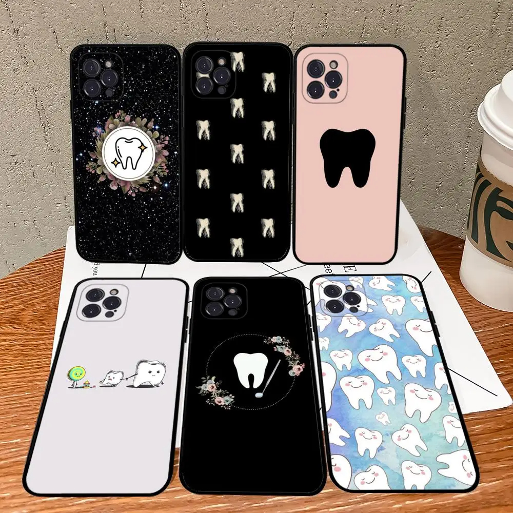 Dente Padrão Caso De Telefone Para iPhone 15 14 11 12 13 Mini Pro XS Max Capa 6 7 8 Plus X XR SE 2020 Funda Escudo