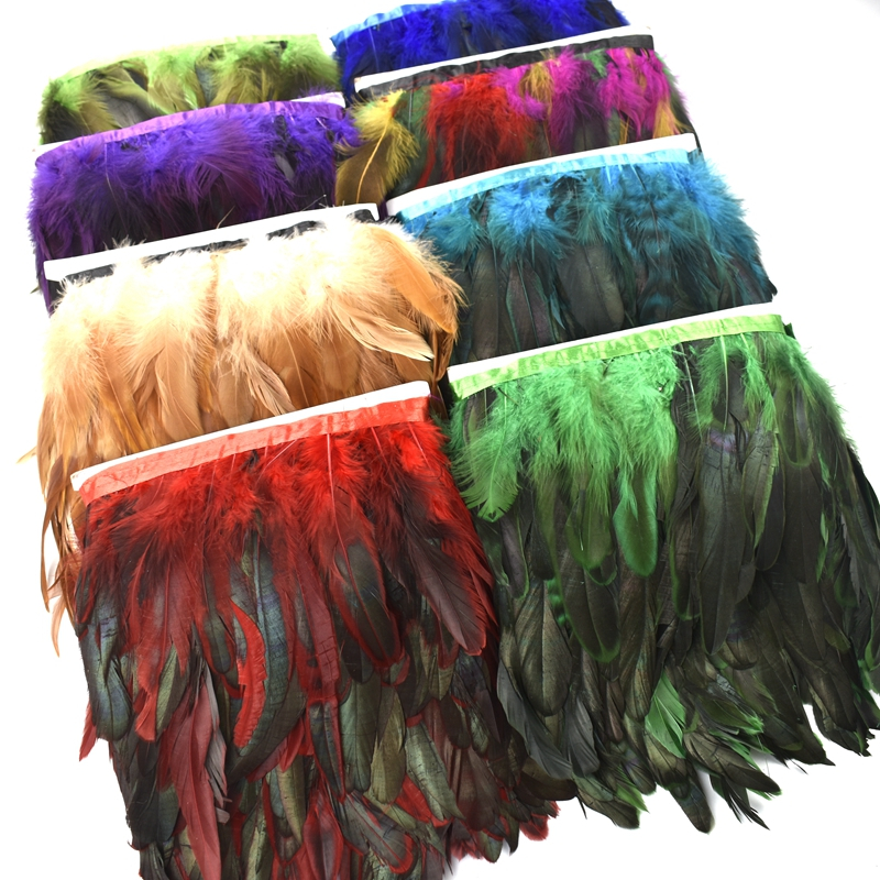 1 Metro Galo Pena Guarnições Franja Natural Faisão Penas De Frango Decoração Para Bordado Artesanato Plumas Roupas Fita