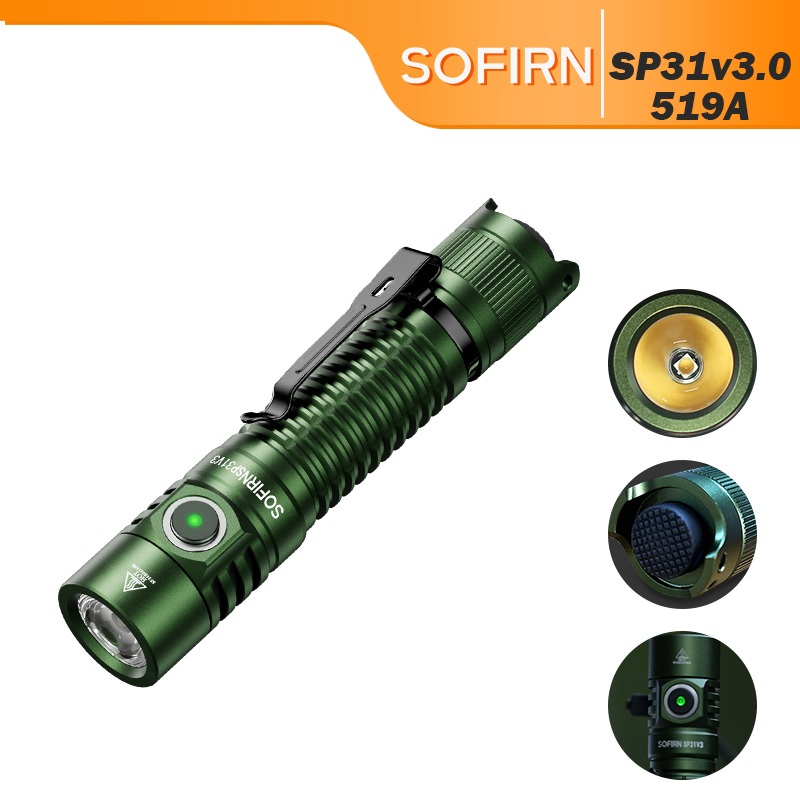 Lanterna De Bolso Sofirn SP31V3.0 Recarregável , Tática De Alto Lúmen De 1200 Com LED Potente , Interruptores Duplos E C