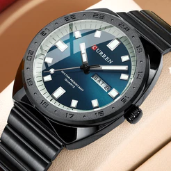 Relógio Masculino CURREN Original Genuíno Aço Inoxidável Calendário Luminoso Mostrador Exclusivo Moda Negócios Esportes