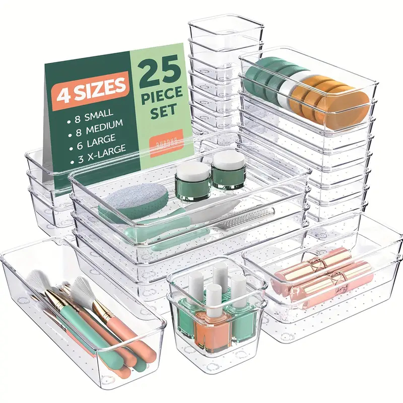 Kit 25 Organizador Multiuso Modular Gavetas Acrílico Cristal