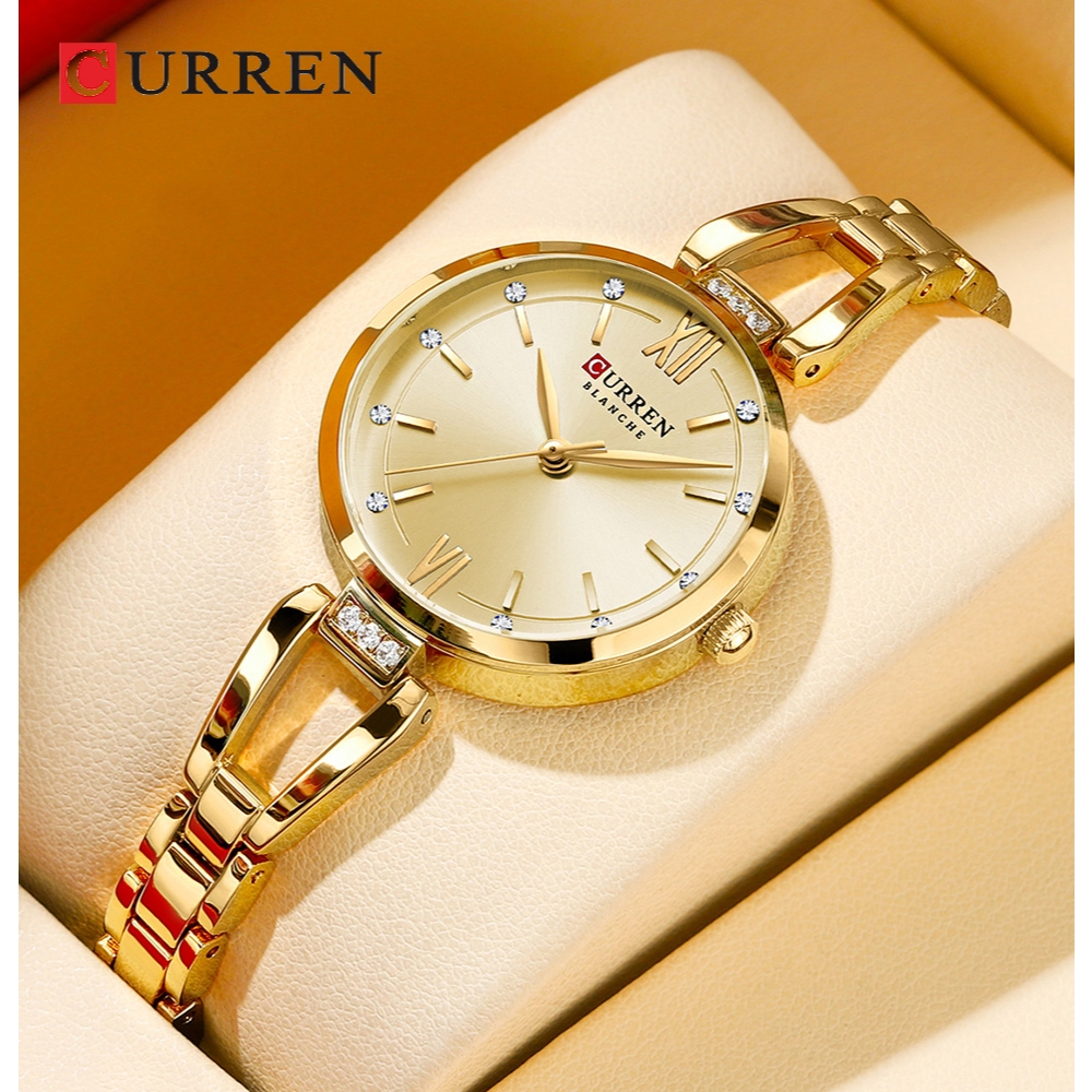 CURREN Moda Luxo design Requintado Elegante Lazer Quartzo Relógio Feminino À Prova D'água ...