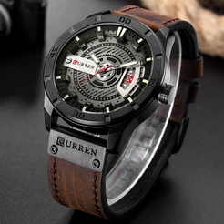 CURREN Casual Simples Desgaste Diário Couro Quartzo Relógio Masculino Impermeável 8301 X