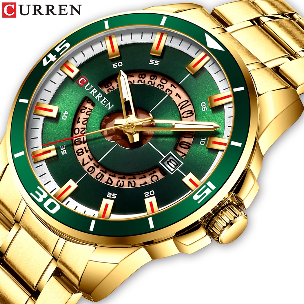 CURREN Relógio Masculino Casual Negócios Esporte Aço Inoxidável Quartzo À Prova D'água 8359 X - Watches