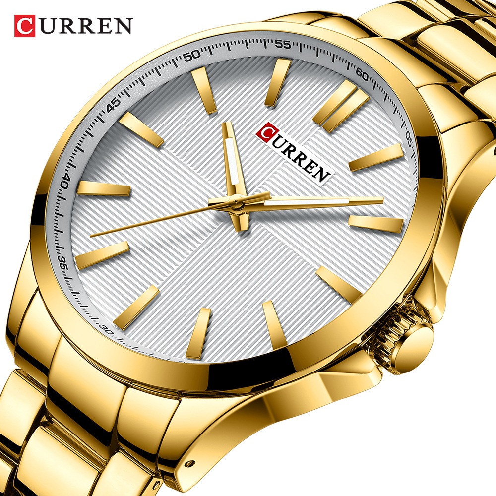 CURREN Business Temperament Relógio masculino de quartzo em aço inoxidável à prova d'água 8322 X