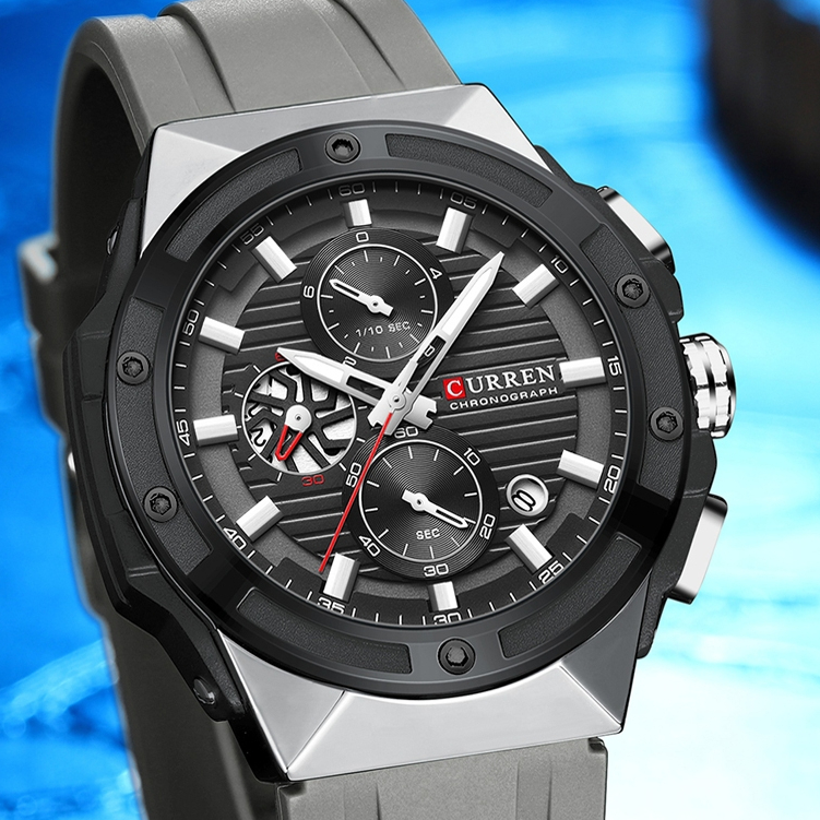 CURREN Relógio Masculino Original Genuíno Cronógrafo Pulseira De Silicone Calendário Luminoso Quartzo À Prova D'água 846