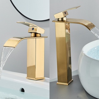 Torneira Cascata Para Banheiro Misturador Monocomando  Alta/Curto Dourado em Oferta na Shopee