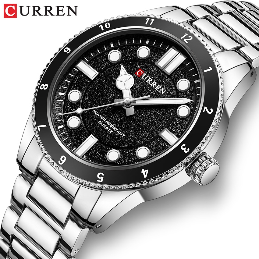 CURREN Relógio Masculino Marca Original Aço Inoxidável Luminoso Simples Casual Negócios Quartzo À Prova D'água 8450 XQ - Watches