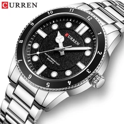 CURREN Relógio Masculino Marca Original Aço Inoxidável Luminoso Simples Casual Negócios Quartzo À Prova D'água 8450 XQ
