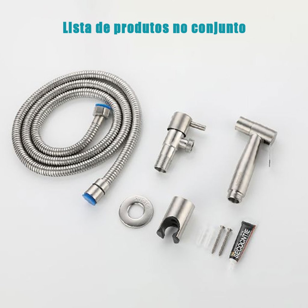 Kit de Ducha Higienica Para Banheiro 1,2m completa Luxo Metal inox nucleo da valvula
