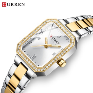Original CURREN Relógio Feminino Moda Simples Design Quadrado Dial Ponteiroes Luminosos De Aço Inoxidável À Prova Dwater em Oferta na Shopee