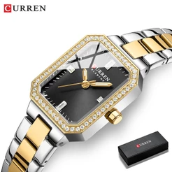 Novo CURREN Relógio Feminino Mãos Luminosas Quadrado Pequeno Mostrador De Aço Inoxidável Moda Elegante Quartzo Analógico