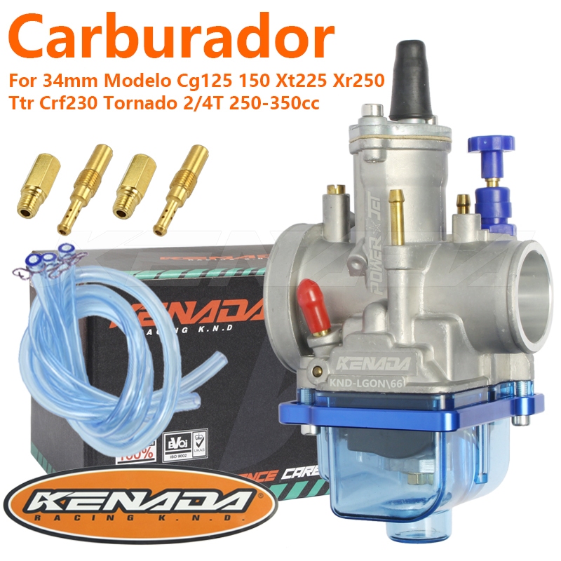 KENADA RACING Carburador Cuba Transparente 34mm Modelo para Cg125 150 Xt225 Xr250 Ttr Crf230 Tornado Guilhotina