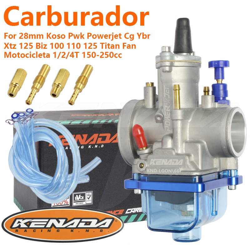 KENADA RACING Carburador Cuba Transparente 28mm Modelo Koso Pwk Powerjet Cg Ybr Xtz 125 Biz 100 110 125 Titan Fan