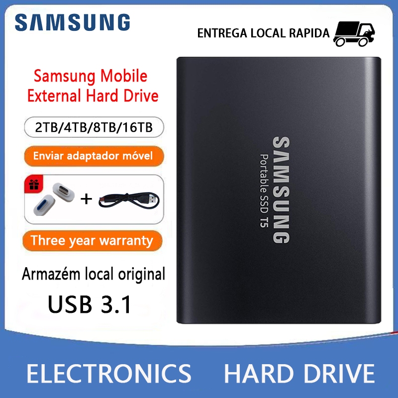 Original Samsung HD Externo Disco Rígido USB3.1 Tipo C 16TB/8TB/4TB/2TB Portátil Estado Sólido SSD
