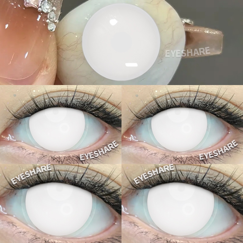 EYESHARE Cosplay Halloween Pure White eye Maquiagem Lentes De Contato Usadas Para O Cada Ano 0,00 Graus 14,5mm em Oferta na Shopee