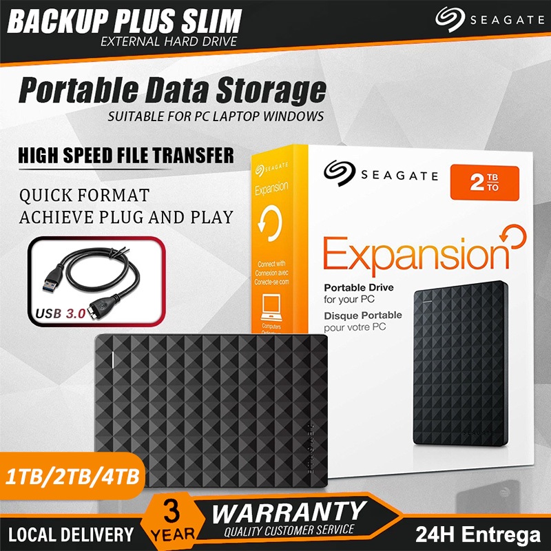 Original Seagate Expansão Hd Externo 1TB 2TB 4TB USB3.0 Para Mac E Windows Disco Rígido Externo Portátil