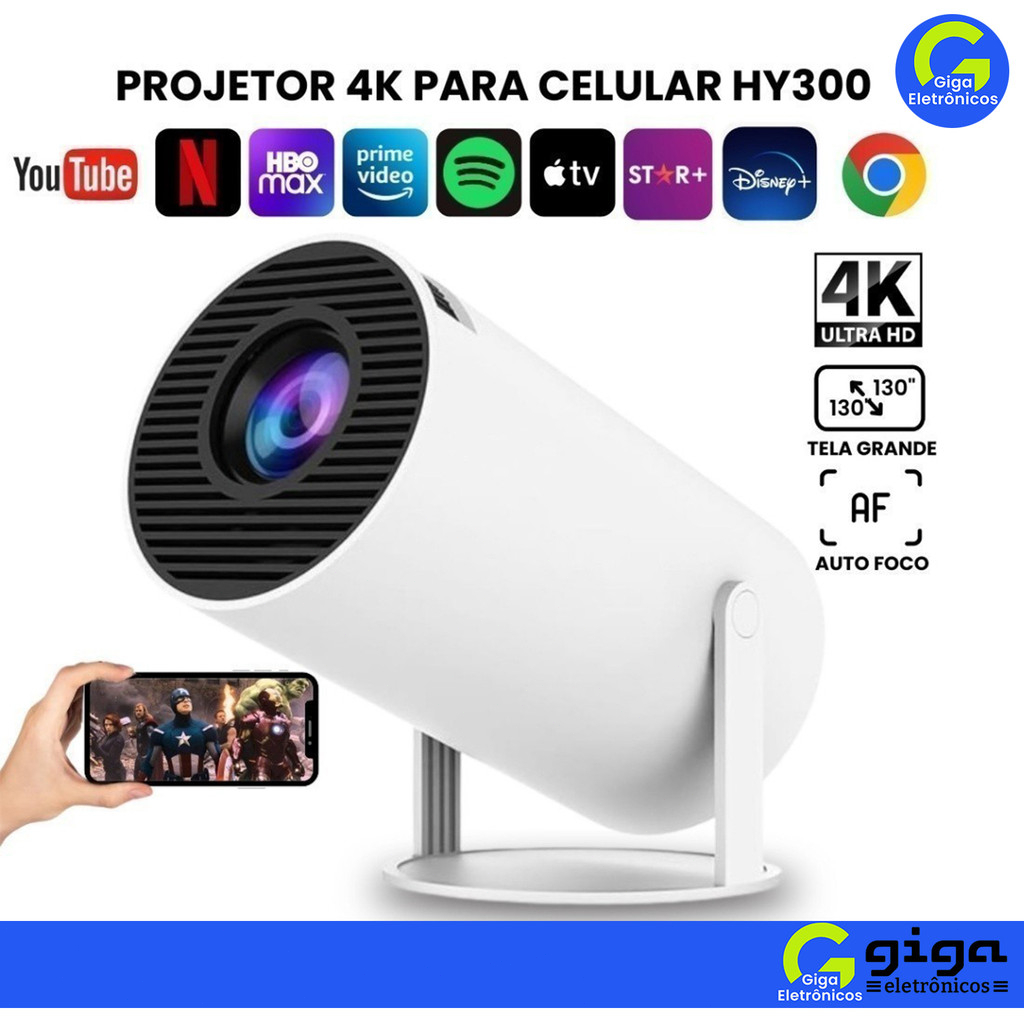 Projetor 4K HD 150 Polegadas Para Celular , TV Box , Xbox , PS , PC , WiFi HY300 Pro Magcubic-Envio Imediato YG100