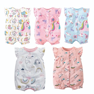 Macacão Manga Curta Crianças Roupas De Verão Algodão Bebê Recém Nascido Menina em Oferta na Shopee