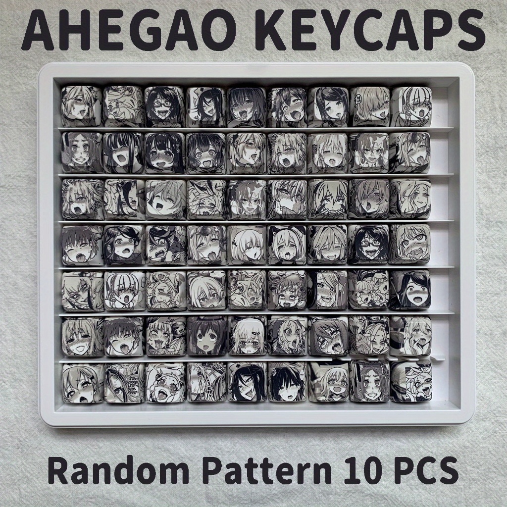 10 PCS Ahegao Keycaps 1U XDA Perfil PBT Material Teclado Mecânico 100 + Estilos