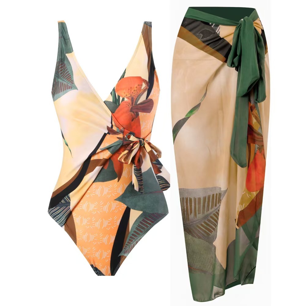 maio feminino praia Mulher Maiô Conjunto de Biquíni Vestido de praia Chiffon Roupa de banho