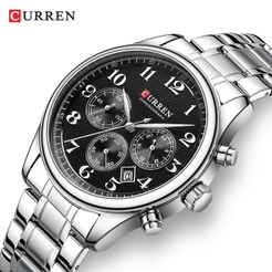 Relógio Masculino CURREN Original Novo Código Crono Aço Inoxidável À Prova Dwaterproof Água Moda Negócios Quartzo Analóg