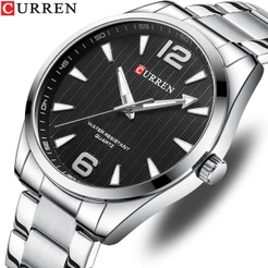 CURREN Relógio Masculino Original Top Marca De Luxo Aço Inoxidável Moda Negócios Casual Esportes Quartzo À Prova D'água