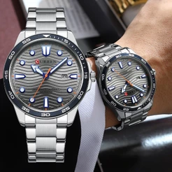 Original CURREN Relógios Masculinos Marca De Luxo Simples Dial Moda Casual Negócios Aço Inoxidável Quartzo À Prova Dwate