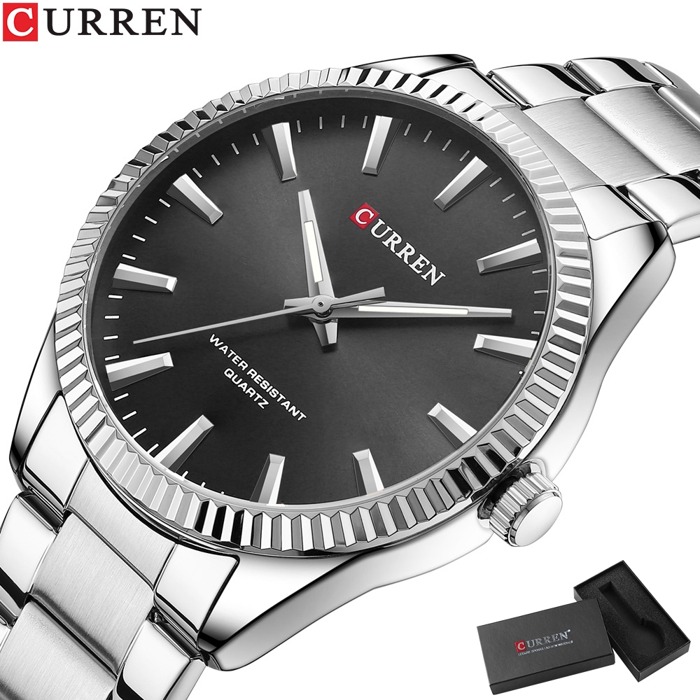 CURREN Relógio Masculino Marca Original Simples Moda Casual Esportes De Negócios Quartzo De Aço Inoxidável À Prova D'águ em Oferta na Shopee