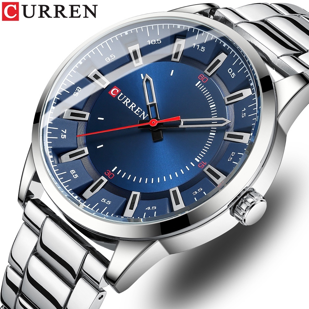 CURREN Relógio De Pulso Masculino De Quartzo Simples Casual De Aço Inoxidável À Prova D'água 8406 XQ - Watches