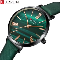 CURREN Relógios Femininos Pulseira De Couro Quartzo Clássico Simples Negócios Casual Esporte À Prova D'água 9076 XL