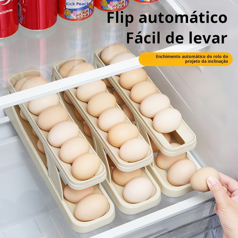 Dispenser Automático De Ovos 2 Andares Para Refrigerador Bancada Organizador de Cozinha