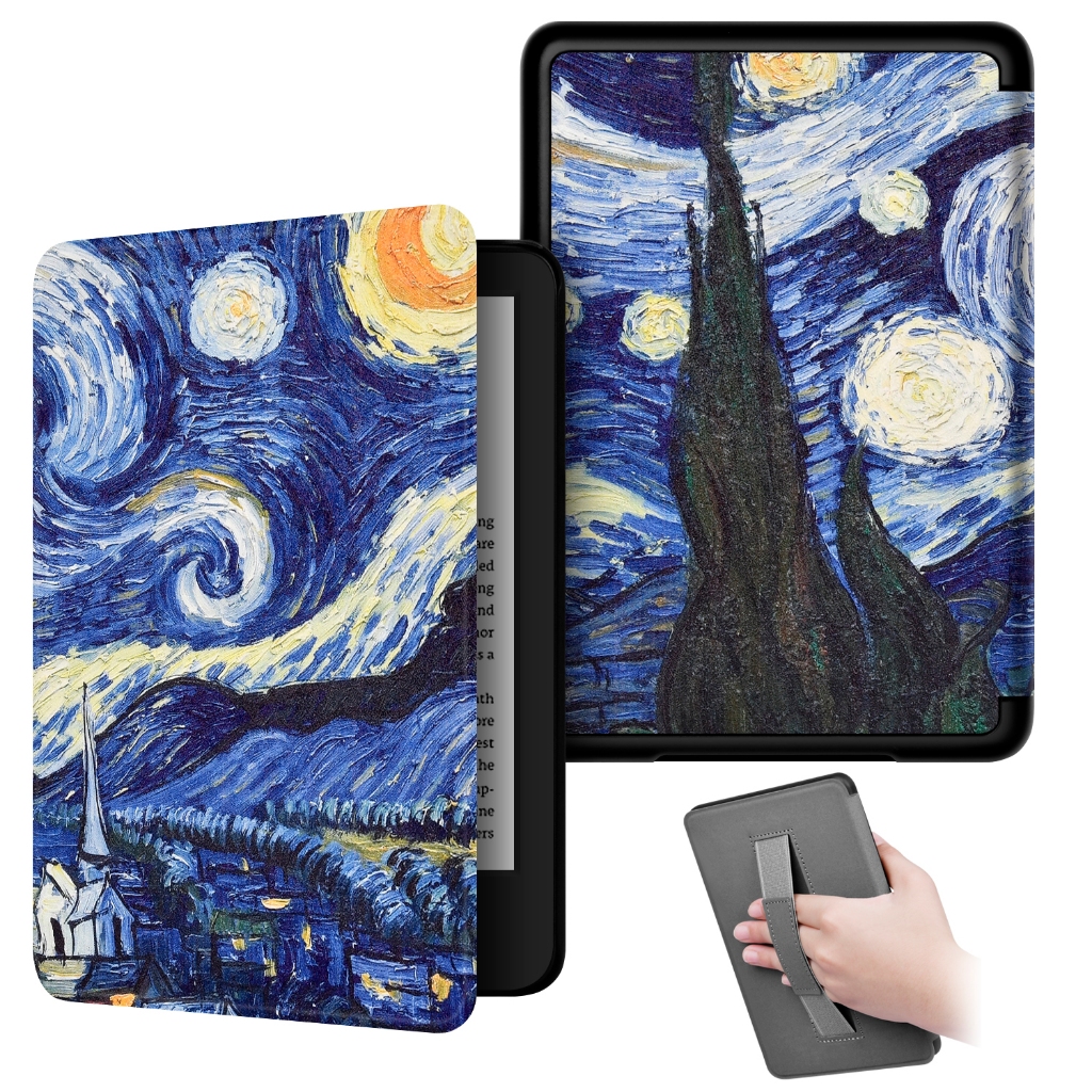 Pintado Slimshell Caso Inteligente Com Alça De Mão Para Kindle 10th J9G29R 2019 Lançado Premium Capa De Couro Magnética