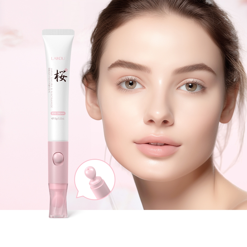LAIKOU Japão Sakura Creme Para Os Olhos Linhas Finas Suaves Reduzem Olheiras Nutrir A Pele 15g